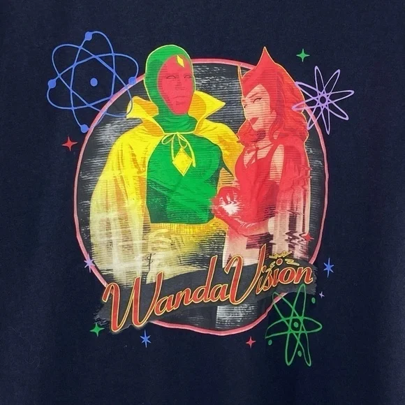 WANDA VISION MARVEL STUDIOS Women’s Black Galactic Wanda & Vision T shirt Size L - Picture 2 of 5